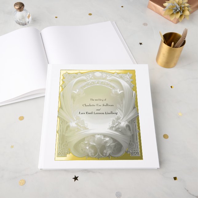 Libro De Visitas Opulent Gold Motif Atelier (Anverso Abierto)