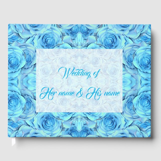 Libro De Visitas Opulento diseño rosa en turquesa (Anverso)