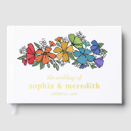 Libro De Visitas Orgullo arcoiris con Boda LGBTQ de oro