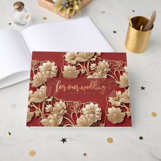 Libro De Visitas Oriental Art Deco Florals | Custom Foil Wedding