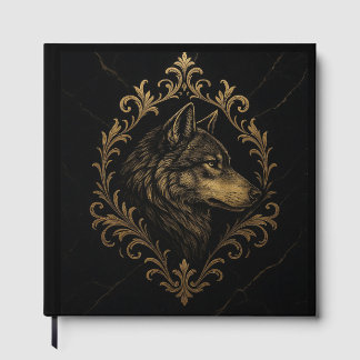 Libro De Visitas Ornamentaler Wolf in Goldtönen