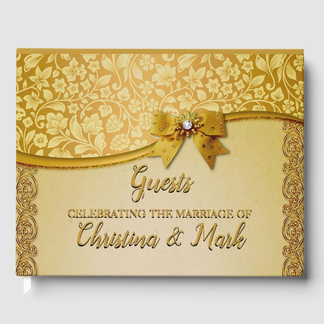 Libro De Visitas Ornate Elegant Retro Abstract Flores y hojas (Anverso)