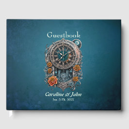 Libro De Visitas Ornate Steampunk Clock con Rosas.