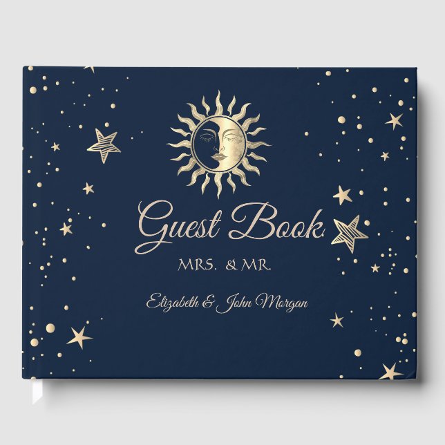 Libro De Visitas Oro Celestial Sol Estrellas (Anverso)