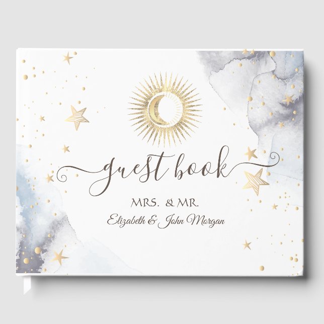 Libro De Visitas Oro Celestial Sol, Luna, Estrellas (Anverso)
