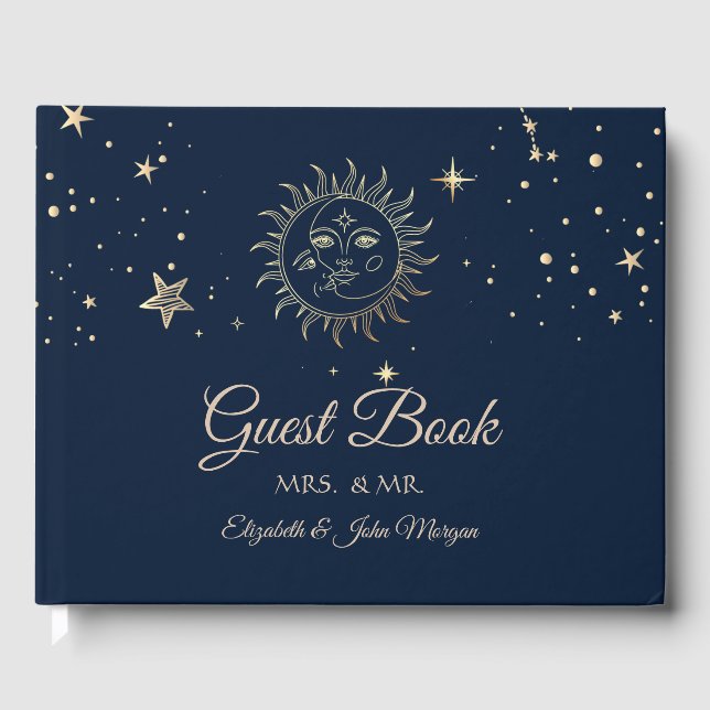 Libro De Visitas Oro Celestial Sol Y Luna (Anverso)