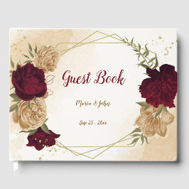 Libro De Visitas Oro dorado marrón verde beige