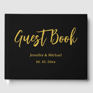 Libro De Visitas Oro Metálico y Negro Moderno Elegante Profesional