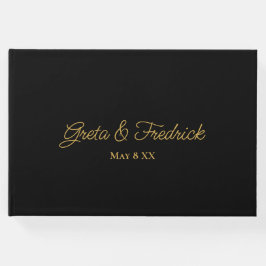 Libro De Visitas Oro negro Minimalista simple y sin tiempo