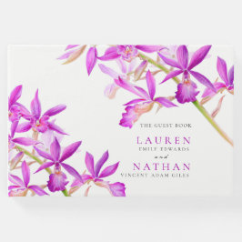 Libro De Visitas Orquídea morada acuarela floral boda botánico