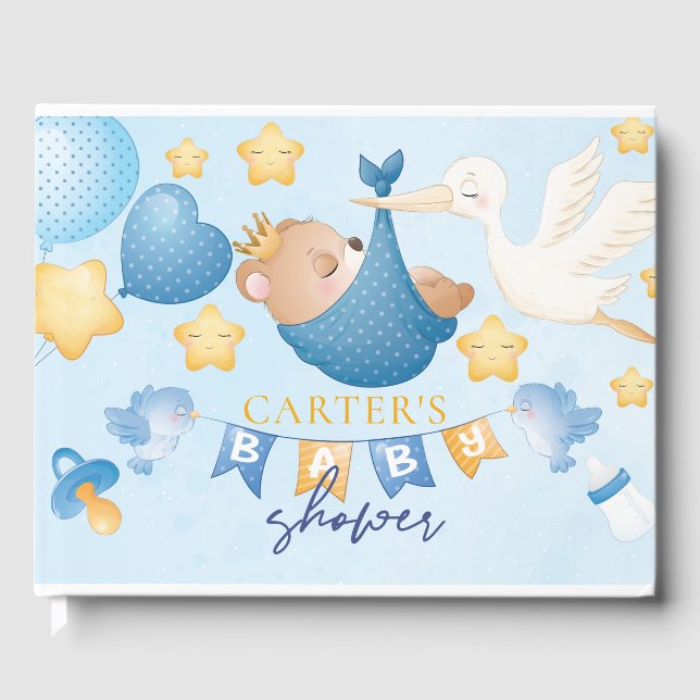Libro De Visitas Oso de niño bebé Baby Shower personalizado (Anverso)