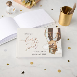 Libro De Visitas Oso de peluche, globo de aire caliente marrón, pri