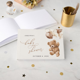 Libro De Visitas Oso de peluche, oso de bebé, globos pardos, Baby S