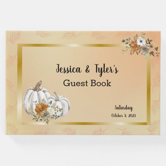 Libro De Visitas Otoño Boda de roya de calabaza blanca (Anverso)