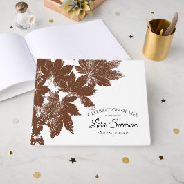 Libro De Visitas Otoño marrón deja conmemoración de la vida