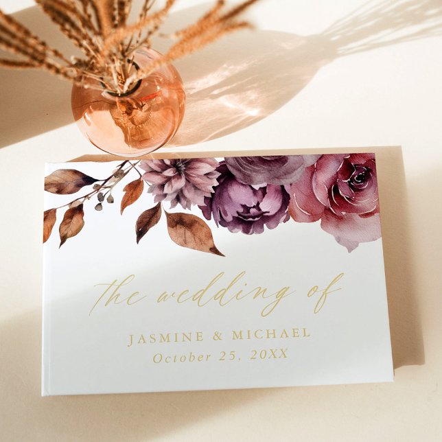 Libro De Visitas Otoño Rústico Floral Foto Boda Marsala (Subido por el creador)