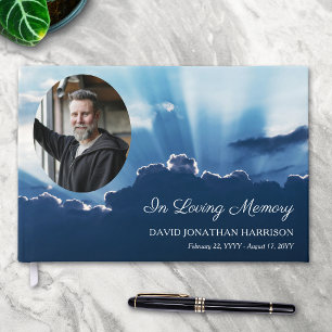Libro De Visitas Oval de Haces de Luz Foto En Memoria Funeral