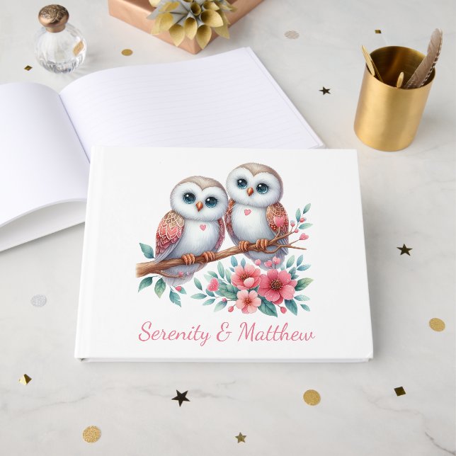 Libro De Visitas Owl Woodland Boho Rustic Country Wedding (Anverso Abierto)