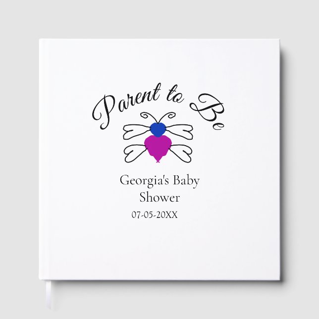 Libro De Visitas Padres que son azul, rosa, ducha de bebé, miel abe (Anverso)