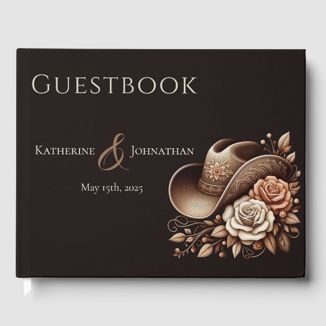 Libro De Visitas País Gorra de Vaquera Occidental con Flores (Anverso)