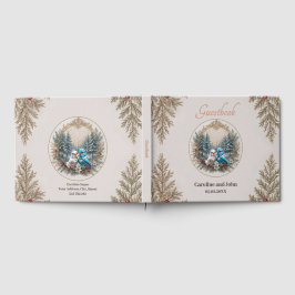 Libro De Visitas Paisaje invernal con una linda pareja de bodas de 