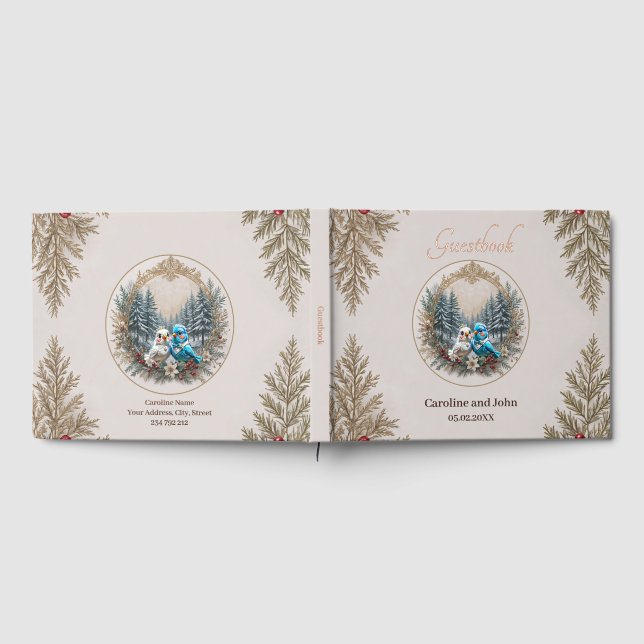 Libro De Visitas Paisaje invernal con una linda pareja de bodas de  (Lleno)