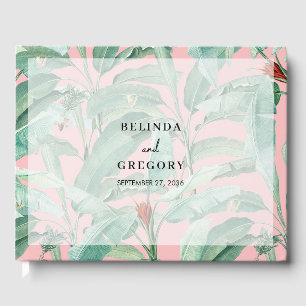 Libro De Visitas Palm de plátano tropical rosa deja Boda