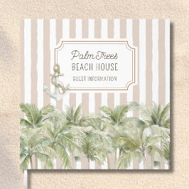 Libro De Visitas Palm Trees Beige Stripes Beach House