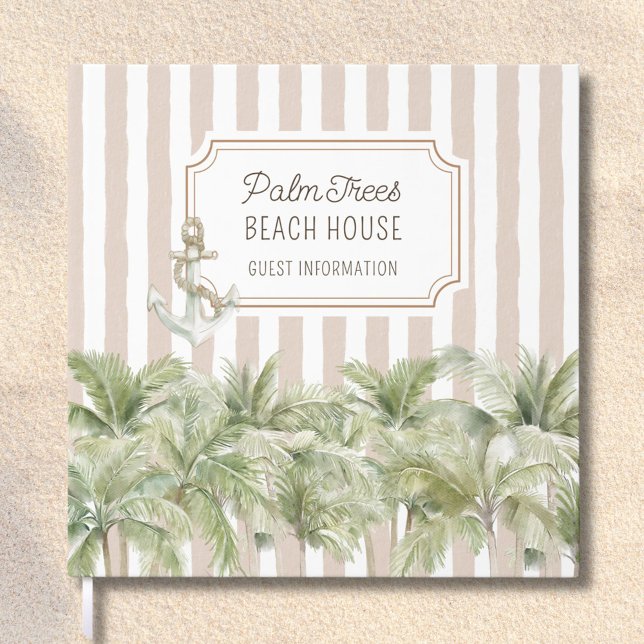 Libro De Visitas Palm Trees Beige Stripes Beach House (In situ)