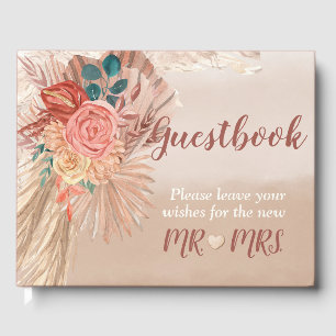 Libro De Visitas Pampas Grass Acuarela Floral Terracotta Ombre