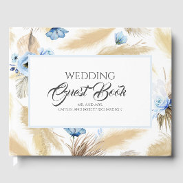 Libro De Visitas Pampas Grass Dusty Blue Floral Boda