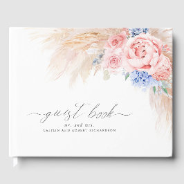 Libro De Visitas Pampas Grass Dusty Blue Pink Boda invitado