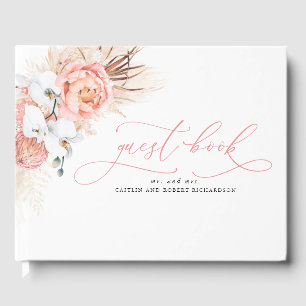 Libro De Visitas Pampas Grass Pink Boda Guest Book