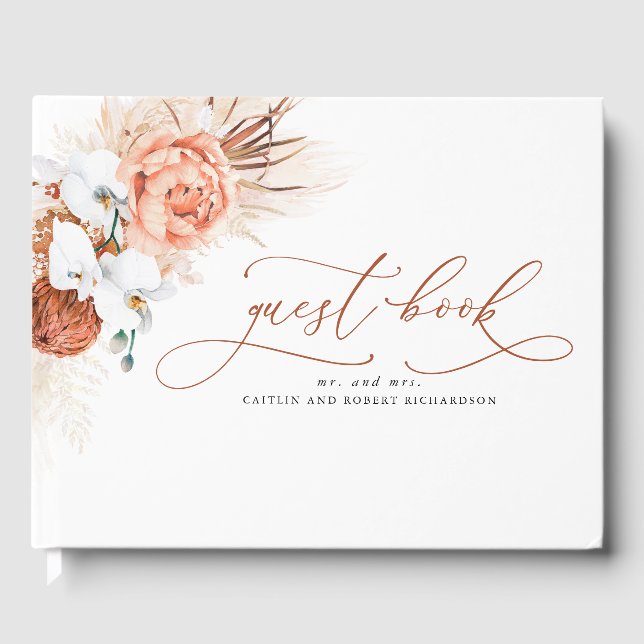 Libro De Visitas Pampas Grass Terracotta Boda Guest Book (Anverso)