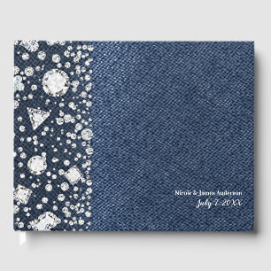 Libro De Visitas Pantalón de mezclilla Blue Jean y diamantes de luj