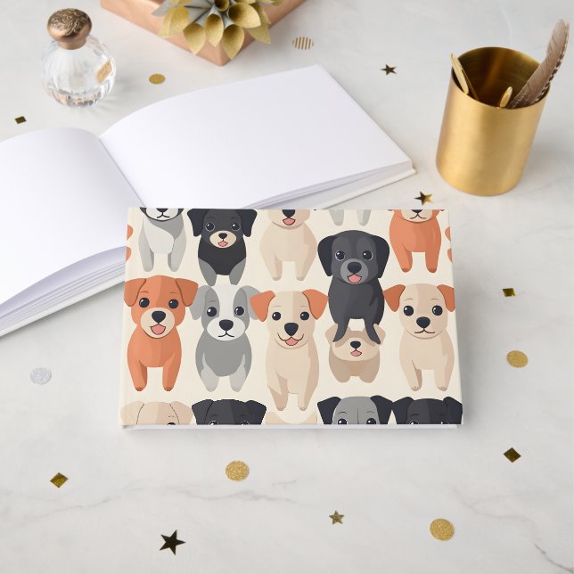 Libro De Visitas Papel con patrón de perros lindos (Anverso Abierto)