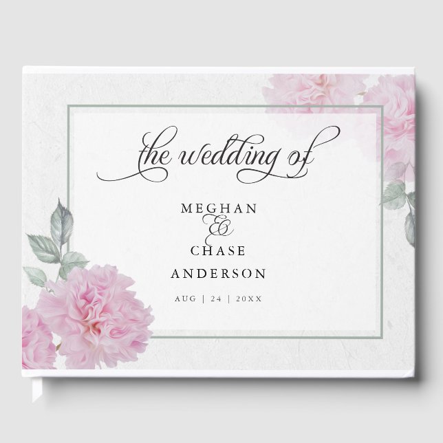 Libro De Visitas Papel de arroz rosado romántico descalzoBride™ (Anverso)