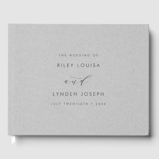 Libro De Visitas Papel gris de textura falsa moderna Boda elegante (Anverso)