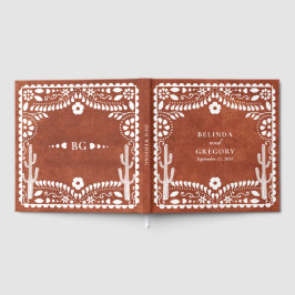 Libro De Visitas Papel Picado Boda Mexican Terracotta Brown Wedding