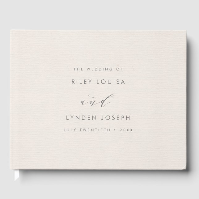 Libro De Visitas Papel rosa de textura falsa moderna Boda elegante (Anverso)