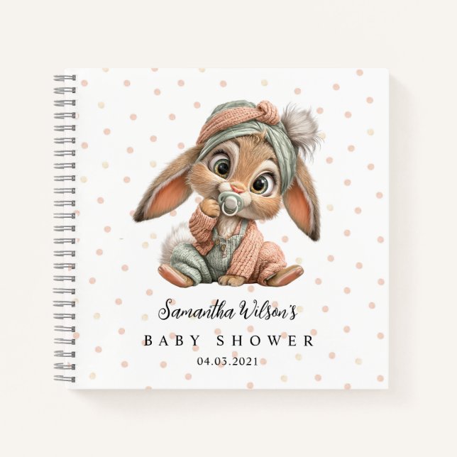 Libro de visitas para baby shower de conejito lind (Anverso)