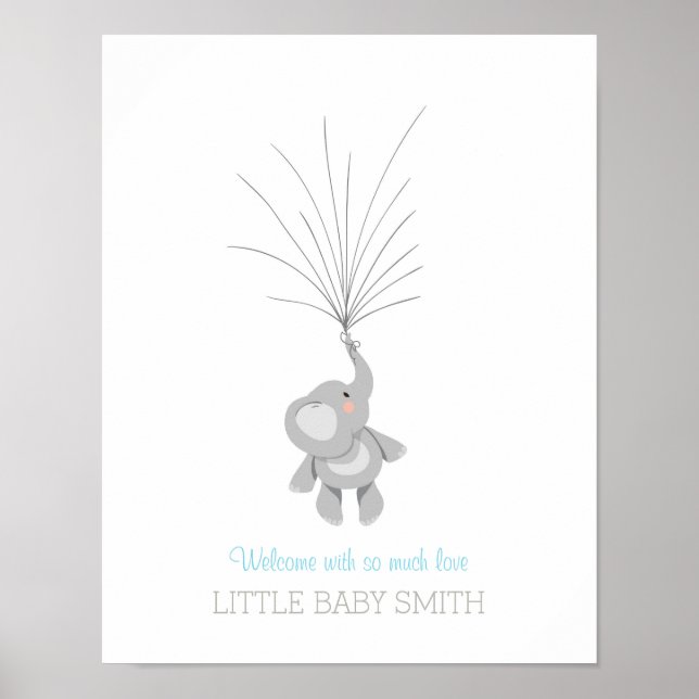 Libro de visitas para baby shower de elefante bebé (Frente)