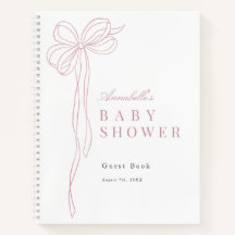 Libro de visitas para baby shower de niña con lazo