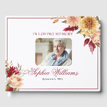 Libro de visitas para funeral de flores de otoño e