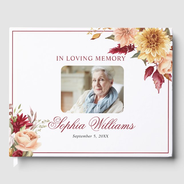 Libro de visitas para funeral de flores de otoño e (Anverso)