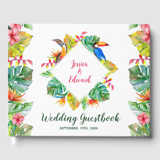 Libro De Visitas Paraíso floral tropical Boda hawaiano