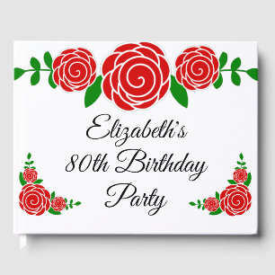 Libro De Visitas Partido de Cumpleaños Red Rose 80