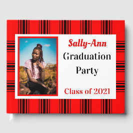 Libro De Visitas Partido de Graduación de Foto Red Black