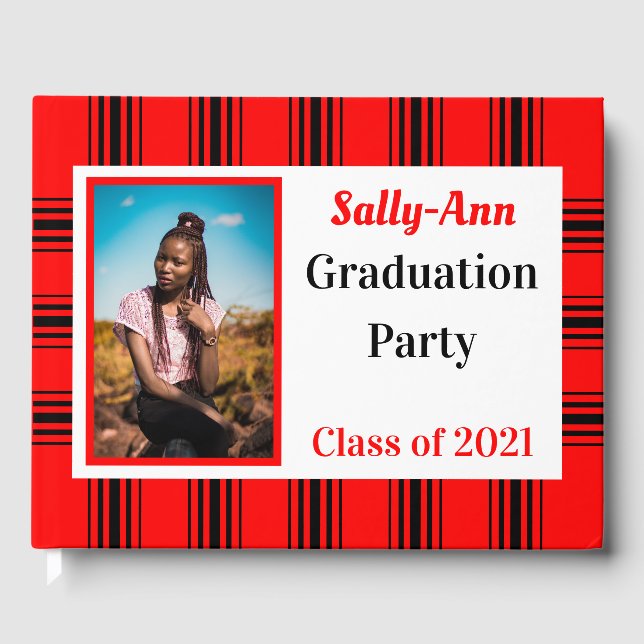 Libro De Visitas Partido de Graduación de Foto Red Black (Anverso)