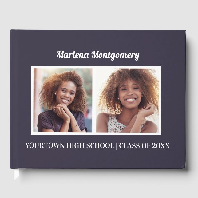 Libro De Visitas Partido de graduación fotográfica Navy Blue 2 (Anverso)